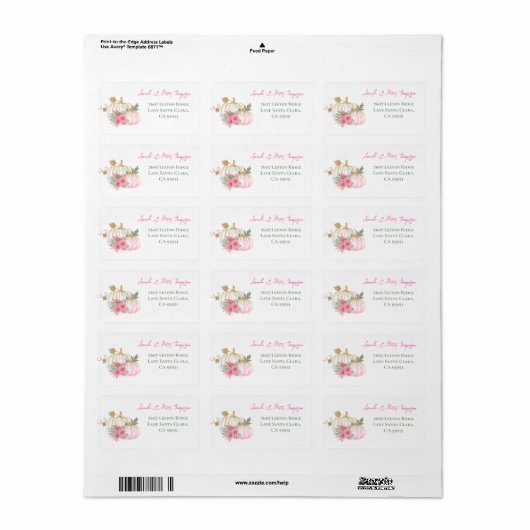 Sweet Little Pumpkin Pink Gold White Baby shower Etiket (Full Sheet)