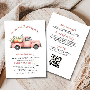 Sweet Little Pumpkin Pink Truck Girl Baby shower Kaart