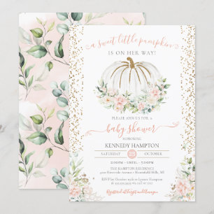 Sweet Little Pumpkin, roze Herfst Autumn Baby show Kaart