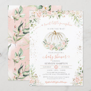 Sweet Little Pumpkin, roze Herfst Autumn Baby show Kaart