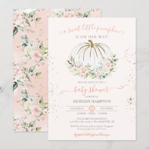 Sweet Little Pumpkin Soft Pink Autumn Baby shower Kaart