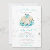 Sweet Little Pumpkin Turquoise Blue Baby shower Kaart (Voorkant)