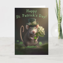 Sweet Little Rat met Flowers St. Patrick's Day