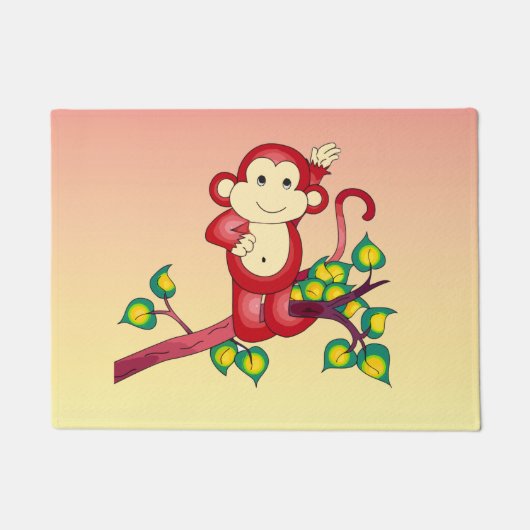 Sweet Little Red Monkey Animal Doormat Deurmat (Voorkant)