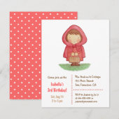 Sweet Little Red Riding Hood Girls Birthday Party Kaart (Voorkant / Achterkant)