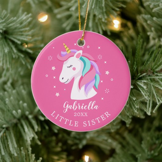 Sweet Little Sister Unicorn kerstversiering Keramisch Ornament (Boom)