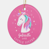 Sweet Little Sister Unicorn kerstversiering Keramisch Ornament (Links)