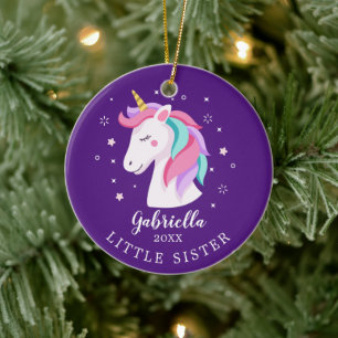 Sweet Little Sister Unicorn kerstversiering Keramisch Ornament
