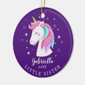 Sweet Little Sister Unicorn kerstversiering Keramisch Ornament (Links)