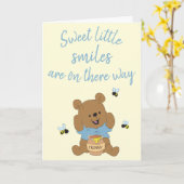 Sweet Little Smiles Bear Bumblebee Brown Kaart (Gele Bloem)