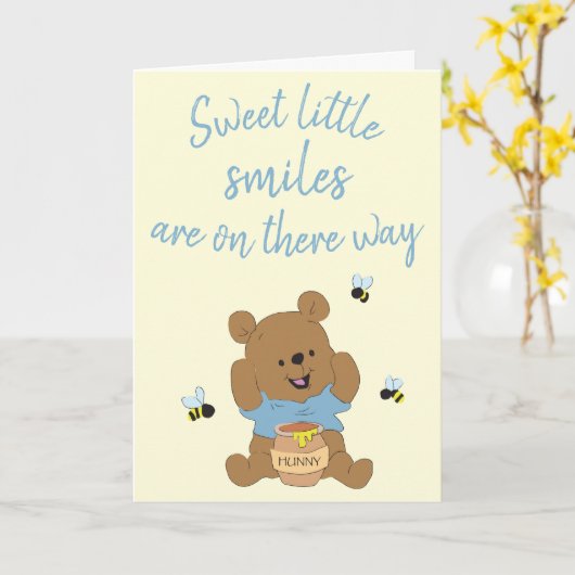 Sweet Little Smiles Bear Bumblebee Brown Kaart (Gele Bloem)
