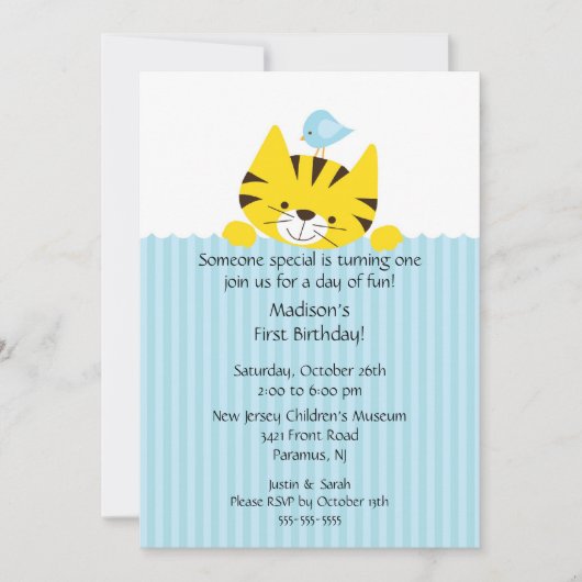 Sweet Little Tiger Birthday Invitation Kaart (Voorkant)