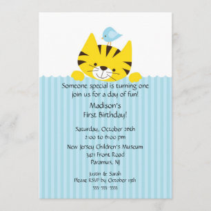 Sweet Little Tiger Birthday Invitation Kaart