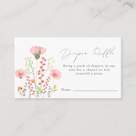 Sweet Little Wildflower Luier Raffle Baby shower Informatiekaartje (Voorkant)