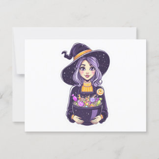 Sweet Little Witch met magische Snoepjes schaal Briefkaart