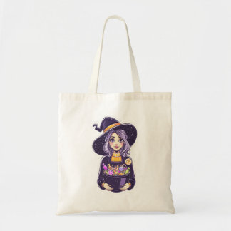 Sweet Little Witch met magische Snoepjes schaal Tote Bag
