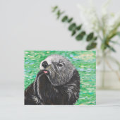 Sweet Little Zee Otter Painting Briefkaart (Staand voorkant)