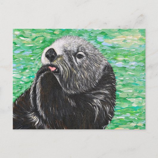 Sweet Little Zee Otter Painting Briefkaart (Voorkant)