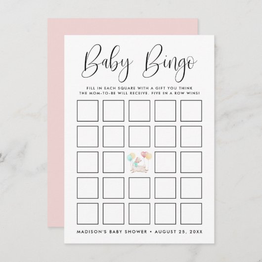 Sweet Llama Baby shower Bingo Kaart (Voorkant / Achterkant)