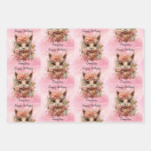 Sweet Llama Birthday Girl Naam toevoegen Alpaca 3  Inpakpapier Vel (Voorkant 3)