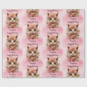 Sweet Llama Birthday Girl Naam toevoegen Alpaca Pi Cadeaupapier (Vlak)