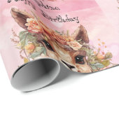 Sweet Llama Birthday Girl Naam toevoegen Alpaca Pi Cadeaupapier (Rol Hoek)