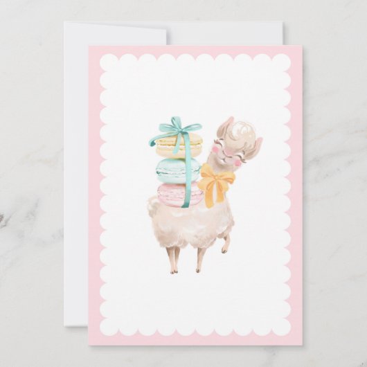 Sweet Llama Pastel Baby shower Invitation Cactus Kaart (Achterkant)