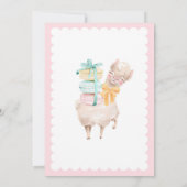 Sweet Llama Pastel Birthday Invitation with Cactus Kaart (Achterkant)