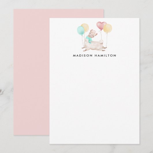 Sweet Llama Persoonlijke schrijfbenodigdheden Notitiekaartje (Voorkant / Achterkant)