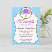 Sweet Lollipop Birthday Party Invitation Kaart (Staand voorkant)