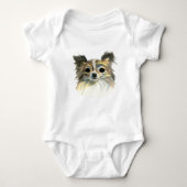Sweet Long Hair Chihuahua Dog Waterverf Portret Romper (Voorkant)