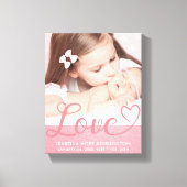 Sweet Love Baby Meisje Geboorte Aankondiging Canvas Afdruk (Voorkant)