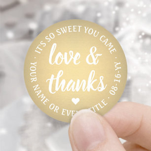 Sweet Love & Bedankt Gold Faux Folie Eenvoudig scr Ronde Sticker