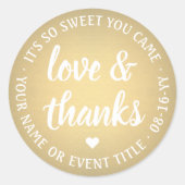 Sweet Love & Bedankt Gold Faux Folie Eenvoudig scr Ronde Sticker (Voorkant)