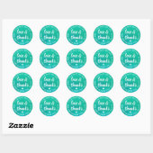 Sweet Love & Bedankt Script Blauw Groen Waterverf Ronde Sticker (Vel)