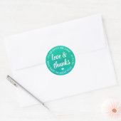 Sweet Love & Bedankt Script Blauw Groen Waterverf Ronde Sticker (Envelop)