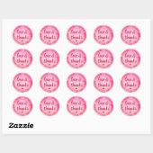 Sweet Love & Bedankt Script Magenta Roze Waterverf Ronde Sticker (Vel)