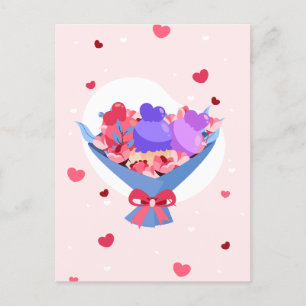 Sweet Love Boeket Bloemen Hearts Ice Cream Feestdagenkaart