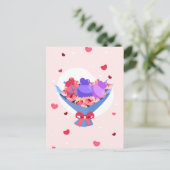 Sweet Love Boeket Bloemen Hearts Ice Cream Feestdagenkaart (Staand voorkant)
