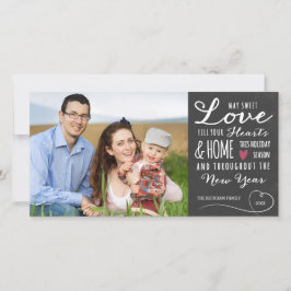 Sweet Love Chalkboard Holiday Photo Card Feestdagenkaart
