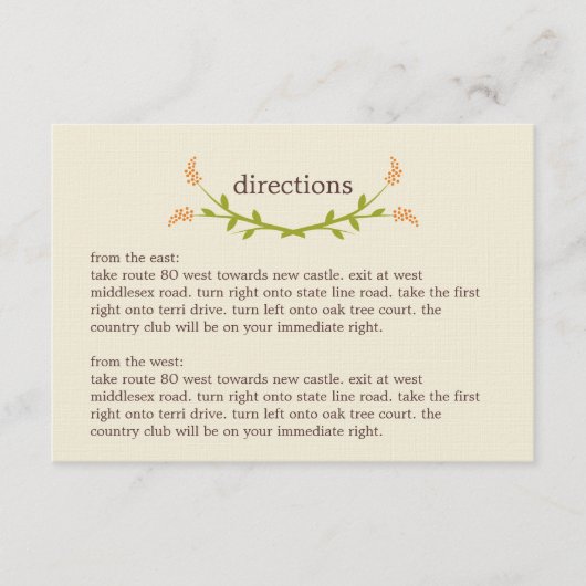 Sweet Love Directions Card Informatiekaartje (Voorkant)