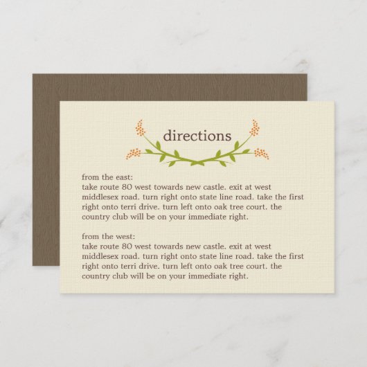 Sweet Love Directions Card Informatiekaartje (Voorkant / Achterkant)