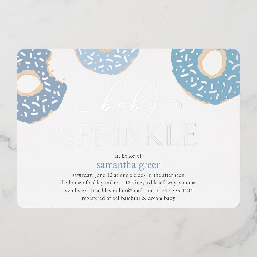 Sweet Love | Folie Donut Baby Sprinkle Folie Uitnodiging (Voorkant)