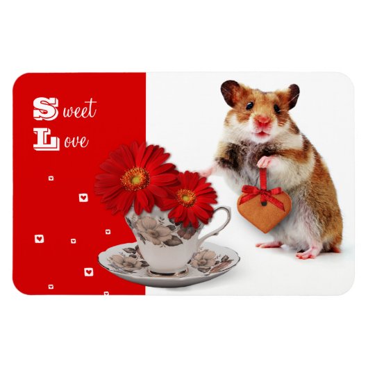 Sweet Love. Funny Hamster Valentijnsdag Gift Magneet (Horizontaal)