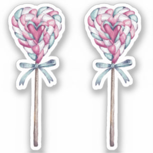 Sweet Love Heart Marshmallow Lollipop Sticker