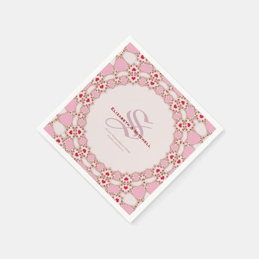 Sweet Love Hearts Fractal Lace Custom Names Servet (Hoek)