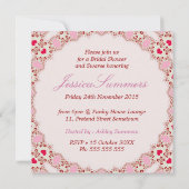 Sweet Love Hearts Lace Bridal Shower Invitation Kaart (Achterkant)