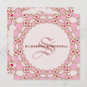 Sweet Love Hearts Lace Monogram Weddenschap Kaart (Voorkant / Achterkant)