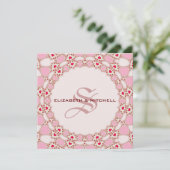 Sweet Love Hearts Lace Monogram Weddenschap Kaart (Staand voorkant)