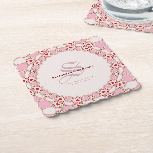 Sweet Love Hearts Lace Special Event Kartonnen Onderzetters (Gebogen)
